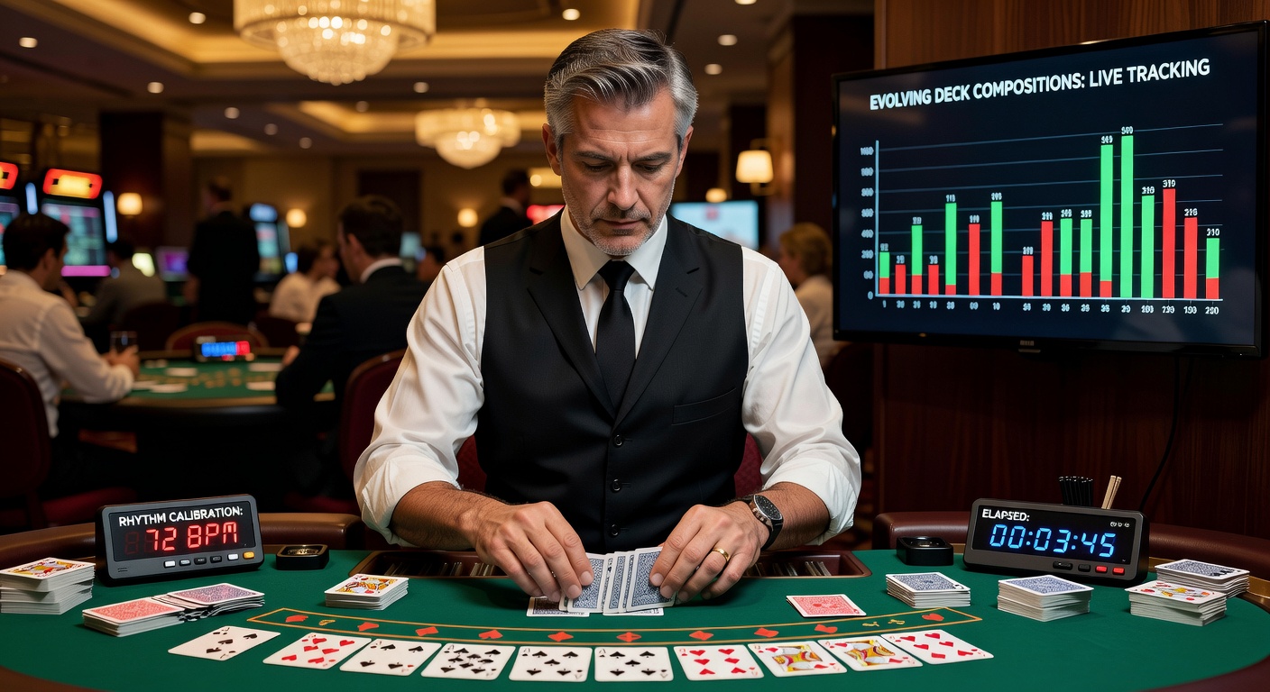 Visualisierung von Fokus-Anpassungen während variabler Blackjack-Sessions mit Deck-Entwicklungen