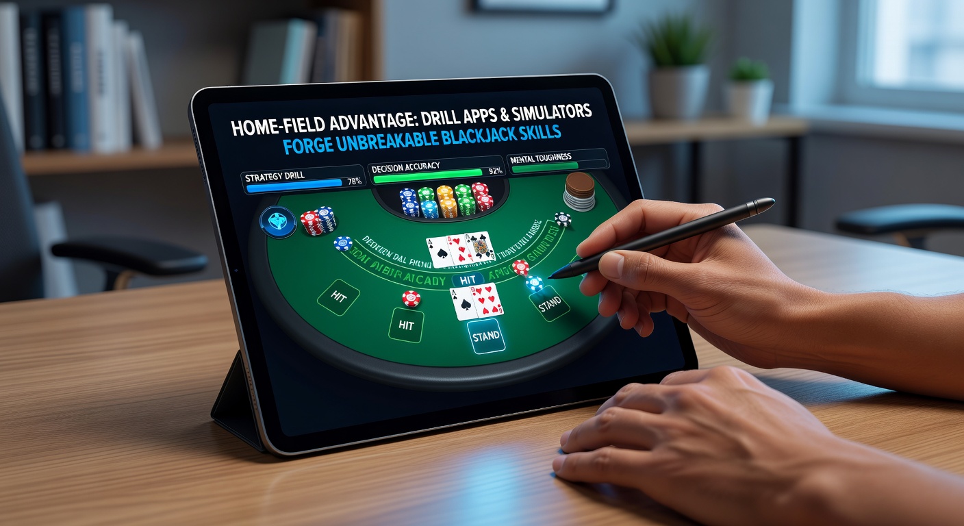 Smartphone mit Blackjack-Trainings-App im Einsatz, um Strategien zu üben