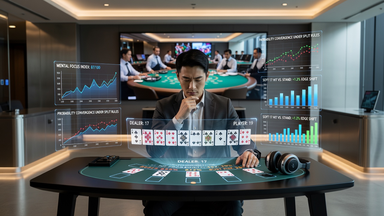 Darstellung von Blackjack-Tischen mit Fokus auf mentale und probabilistische Elemente in variablen Regelsystemen