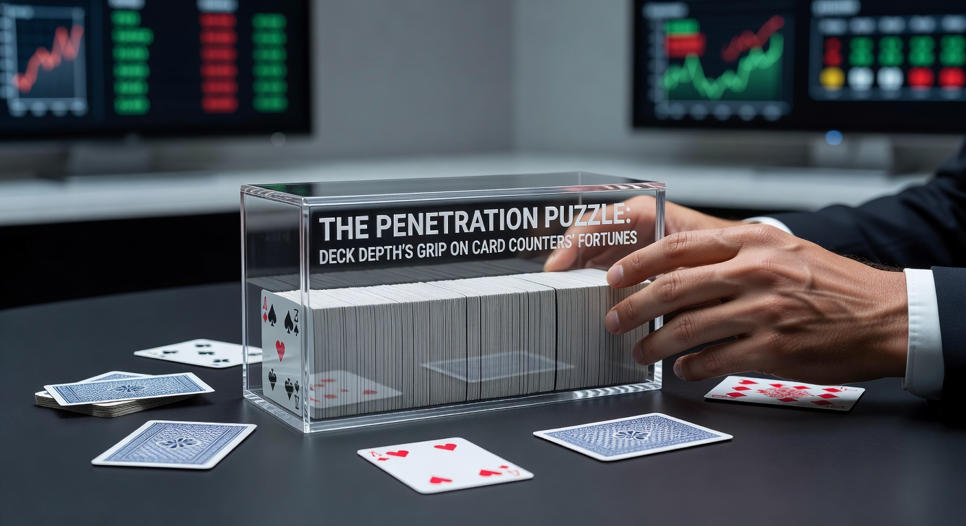 Grafik, die den Einfluss verschiedener Penetration-Prozentsätze auf den Spieler-Vorteil in einem 6-Deck-Blackjack darstellt
