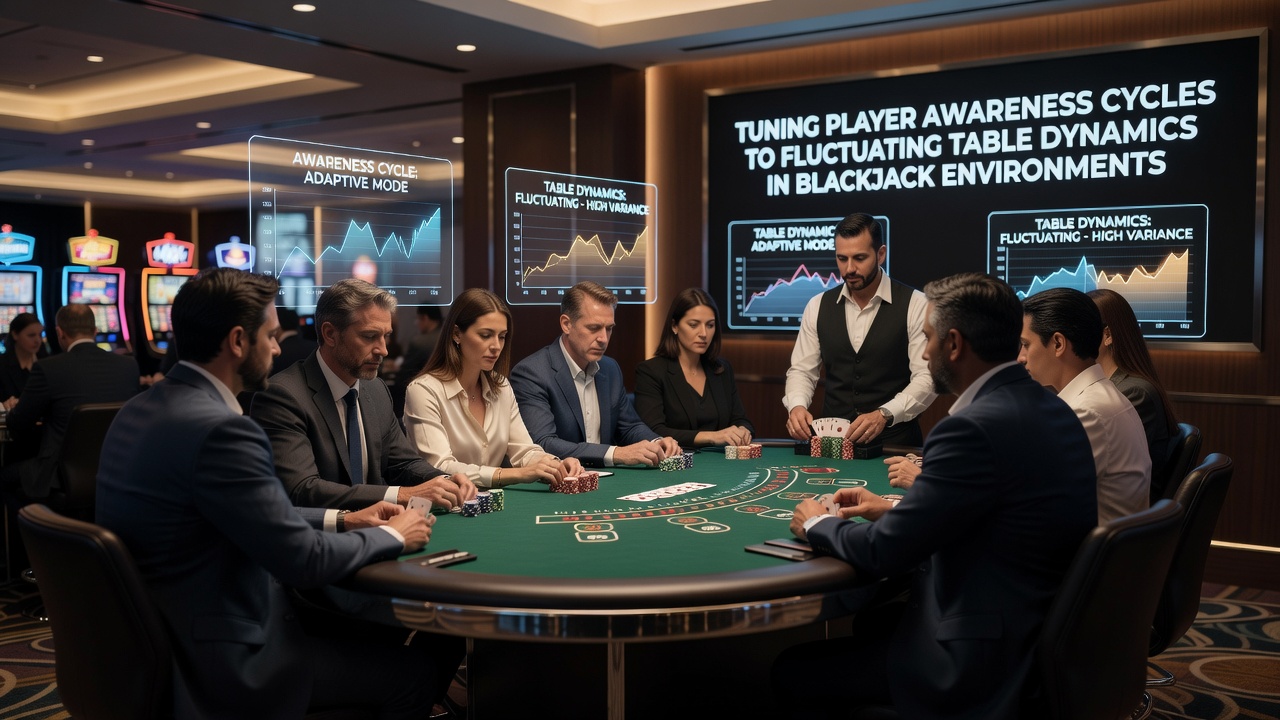 Detailansicht eines Blackjack-Tisches mit Fokus auf Karten und variablen Spielbedingungen während einer Sitzung