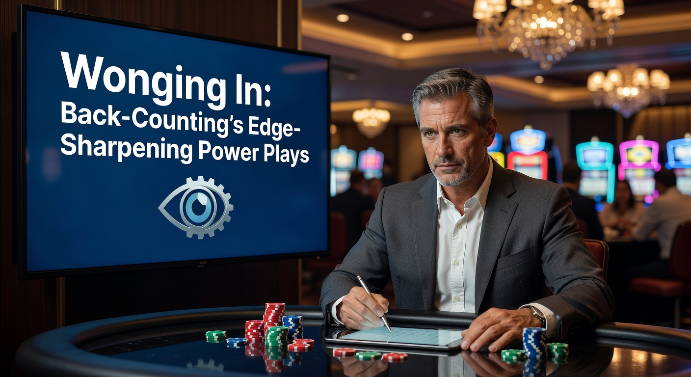 Blackjack-Tisch mit Spielern, die den Count von außen beobachten und strategisch einsteigen, typisch für Wonging In